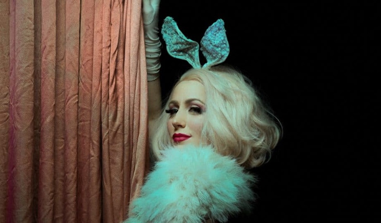 Lady dressed with bunny ears