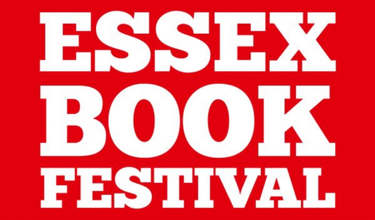 Red and white logo for Essex Book Festival