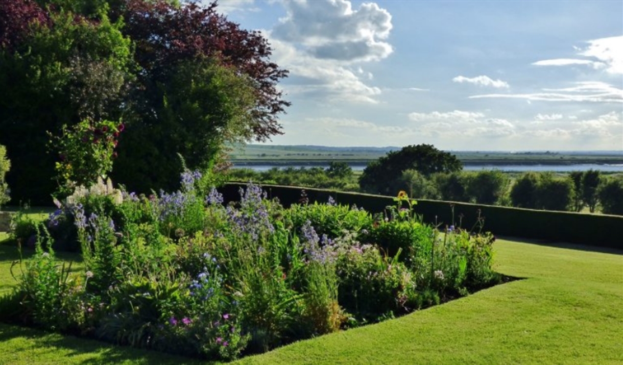 Elegant formal garden overlooking the River Crouch