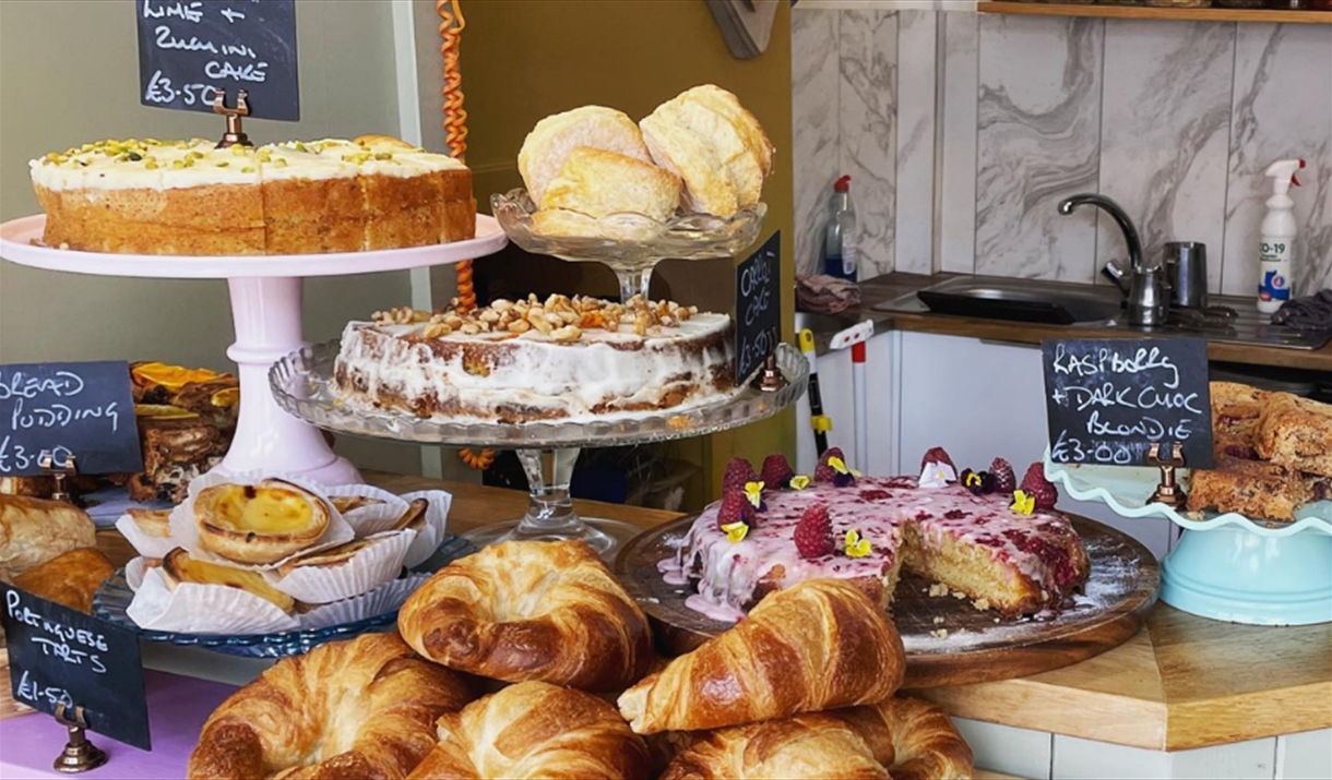 Delicious array of home made cakes at Peaberries