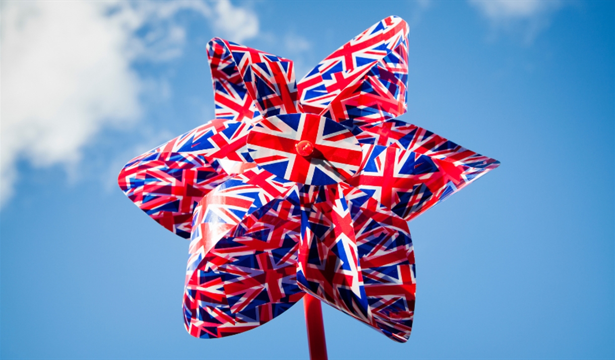 Child's paper windmill made from Union Jacks