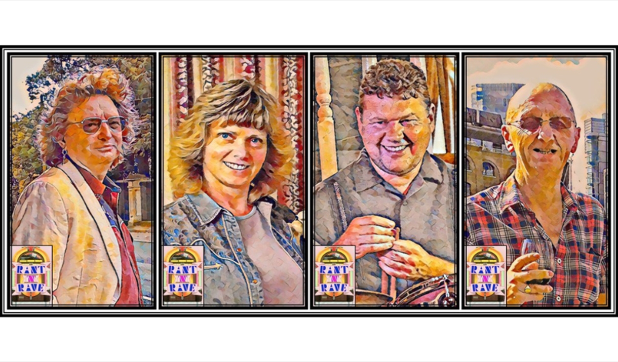 Cartoon images of members of Rant n Rave band