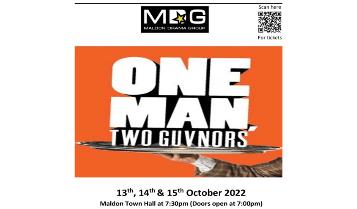 Arm holding a tray with the text one man, two guvnors