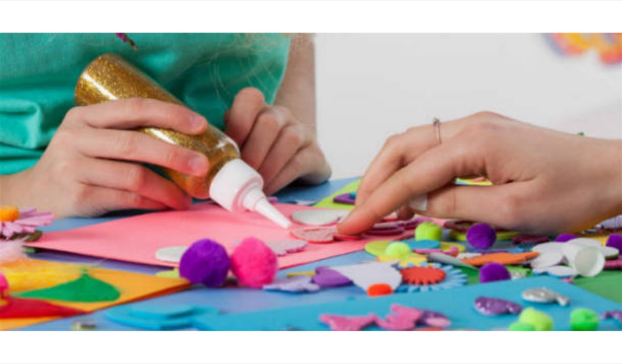 Children's hands doing crafts