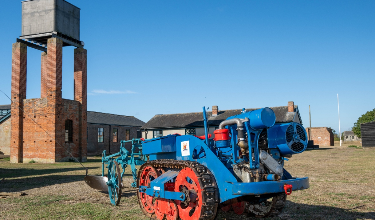 Vintage farm machinery at Stow Maries Great War Aerodrome