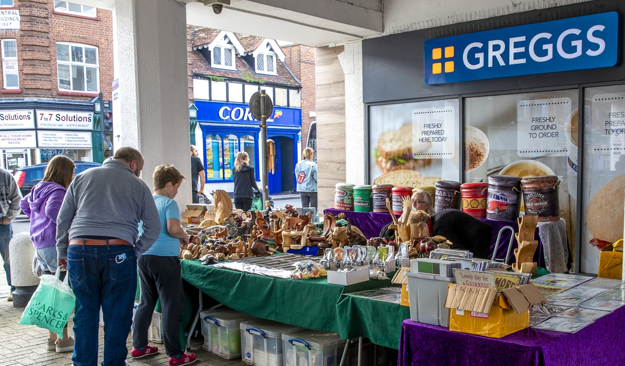 Witham Outdoor Market people at stall