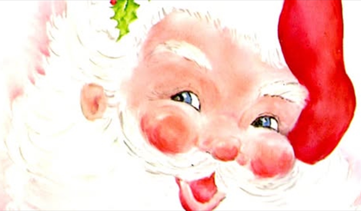A vintage watercolour image of Father Christmas