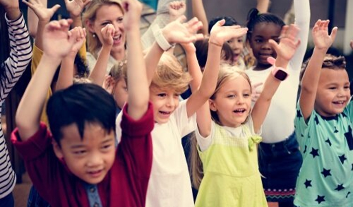 a group of children having fun and smiling