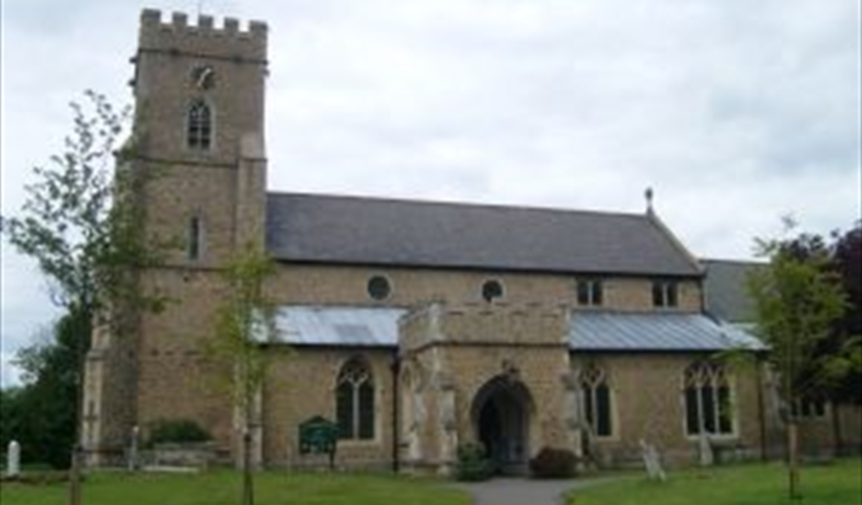 Church with grass and path in front