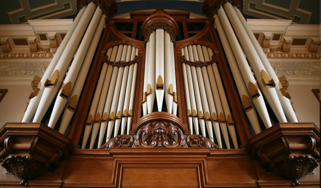 The pipes of the Moot Hall Organ