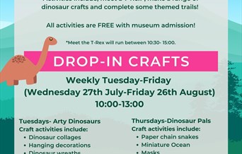 Poster advertising dinosaur activities at Braintree District Museum