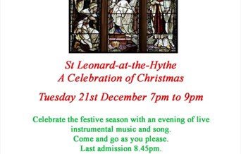Celebrate the festive season with an evening of live instrumental music and song. Come and go as you please. Last admission 8.45pm

Tower bells - 7pm