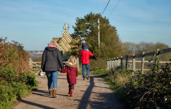 Wrabness walk family near Grayson Perry house