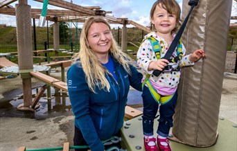 Instructor and child on Sky Ropes Junior