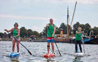 Stand up paddle boarding with Frangipani SUP in Maldon Harbour in Essex.