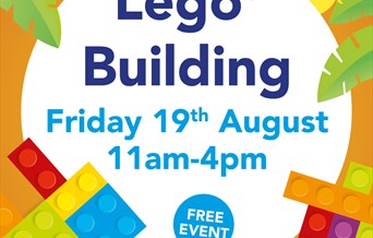 Poster with lego for George Yard summer holidays event