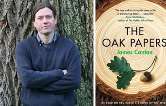 James Canton and the cover of his book, The Oak Papers