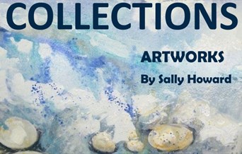 Painting of pebbles in the sea by Sally Howard