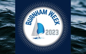 Logo of Burnham week against backdrop of waves