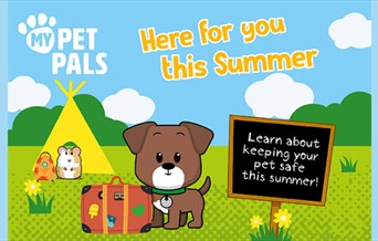 Poster for My Pet Pals with cartoon dog and suitcase