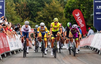 Last year's Tour riders racing in a peloton