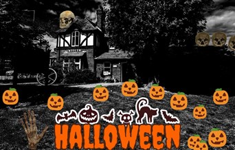 Maldon Museum in a spooky setting with pumpkins