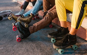 People wearing roller skates
