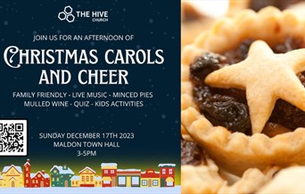 Carols poster with mince pies