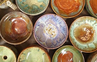 Decorative bowls at East Anglian Craft Fayre