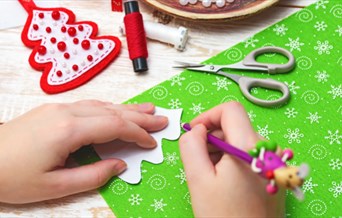 Children making Christmas crafts