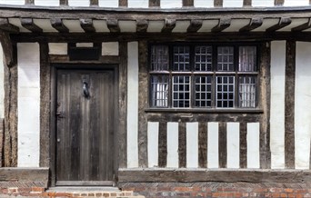 The half-beamed frontage of Peake's House