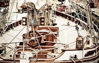 Wooden deck of a historic ship