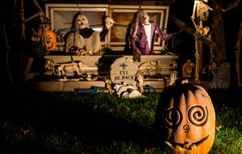 A selection of Halloween garden decorations