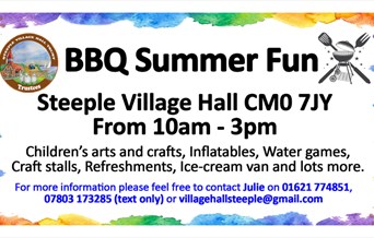 BBQ Summer Fun poster with a cartoon bbq and knife and fork