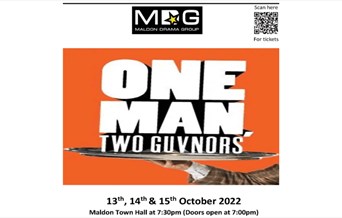 Arm holding a tray with the text one man, two guvnors