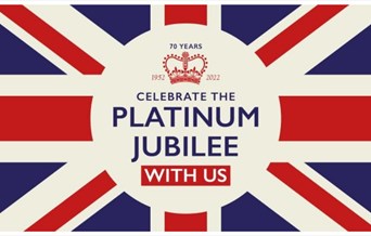 Union Jack with a Crown and Platinum Jubilee celebration on