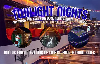 Twilight train rides at Colne Valley Railway