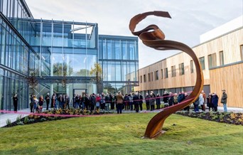 Unveiling of 'Twofold', Nick Hornby, 2019, on the Harlow Sculpture Town Cycle Loop Trail. Photographed by Brian Thomas.