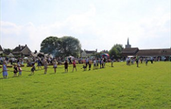 a tug-o-war competition taking place in a field.