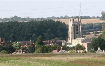 View of village and church from fields