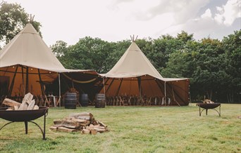 Tipi in secluded meadow