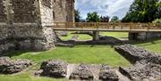 Colchester Castle Bridge and Medieval Ruins at the Front