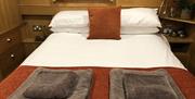 Master double bedroom accessed via the hallway passed the kitchen. Plenty of storage with wardrobe and chest of drawers. Towels are supplied along wit