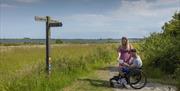 Trail around Abberton Reservoir showing wheelchair friendly