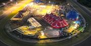 Aerial shot of Chelmsford City Racecourse taken at Clockstock Festival