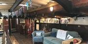 Below deck of Bread & Roses, Thames Sailing Barge.