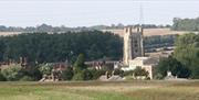 View of village and church from fields