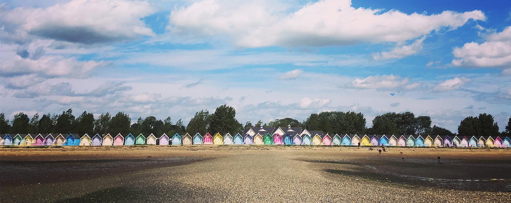 Colourful beach huts on Mersea Island