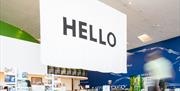 Firstsite welcome area, showing "Big Hello" (2018) Peter Liversidge