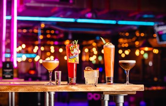 A selection of delicious and eye catching cocktails at Boom Battle Bar.